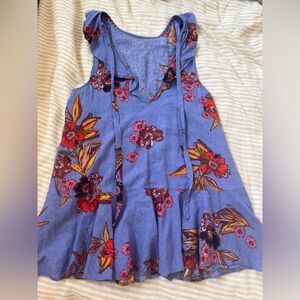 Blue printed free people dress size S